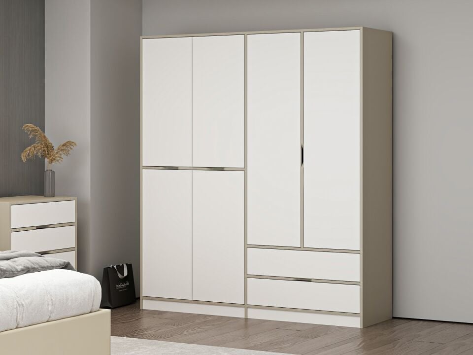 Silva 4K Dolap Kumtaşı Beyaz