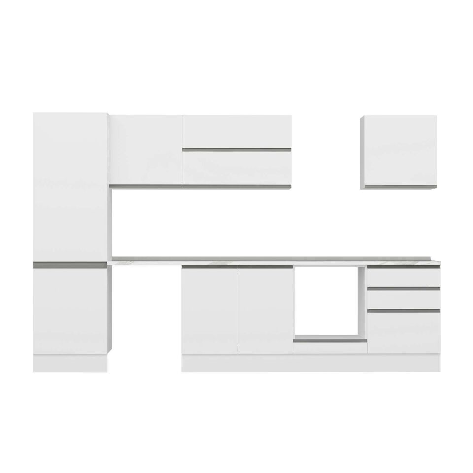 Alvinka 320X210 Cm High Gloss Mutfak Dolabı Mb-E80B60S60-2 High Gloss | Beyaz - Suntalam