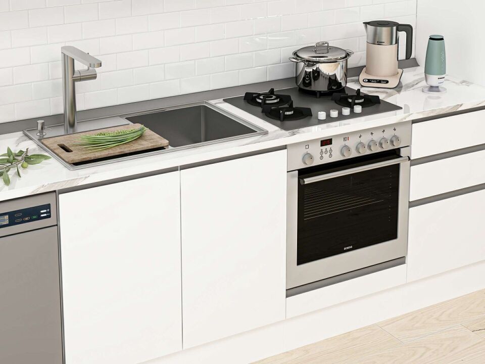 Alvinka 380X222 Cm High Gloss Mutfak Dolabı Mbb-E90B40S50-3 High Gloss | Beyaz - Suntalam
