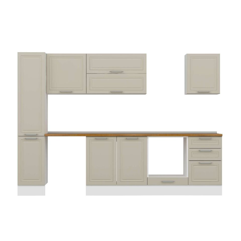 Alvinka 290X210 Cm Klasik Mebran Mutfak Dolabı Mb-E80B40S50-2 Mebran | Kumtaşı - Suntalam