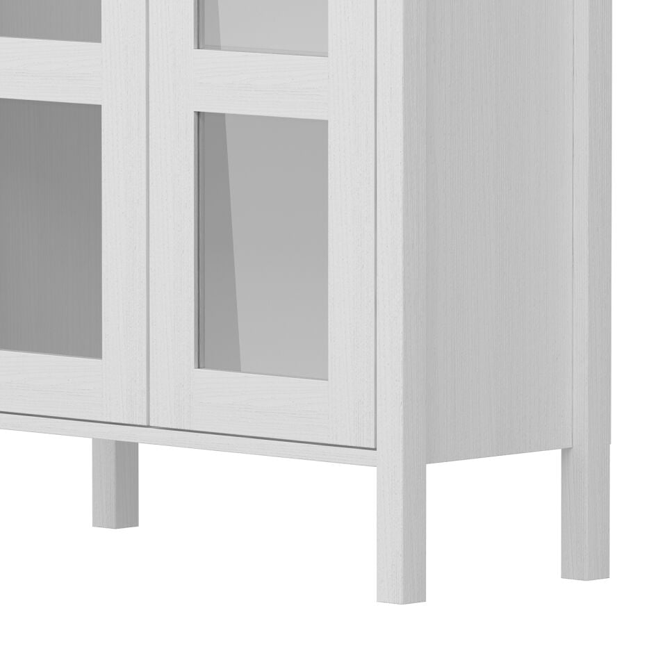 Eva Kitaplık Cam Kapaklı Profil Ayaklı Beyaz