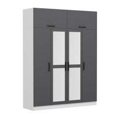 Minar Kale 4 Kapaklı 2 Aynalı 2 Ç Dolap Ve Yüklük Beyaz Antrasit