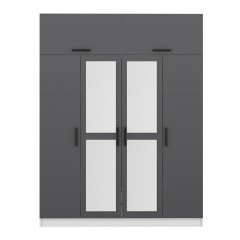 Minar Kale 4 Kapaklı 2 Aynalı 2 Ç Dolap Ve Yüklük Beyaz Antrasit