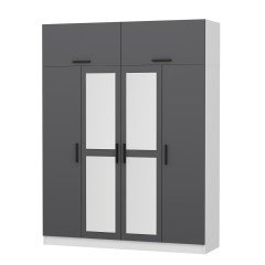 Minar Kale 4 Kapaklı 2 Aynalı 2 Ç Dolap Ve Yüklük Beyaz Antrasit