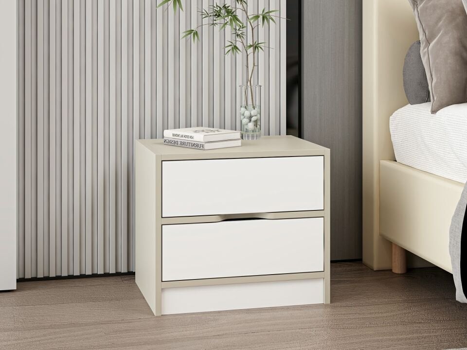 Silva Komodin 2C Kumtaşı Beyaz