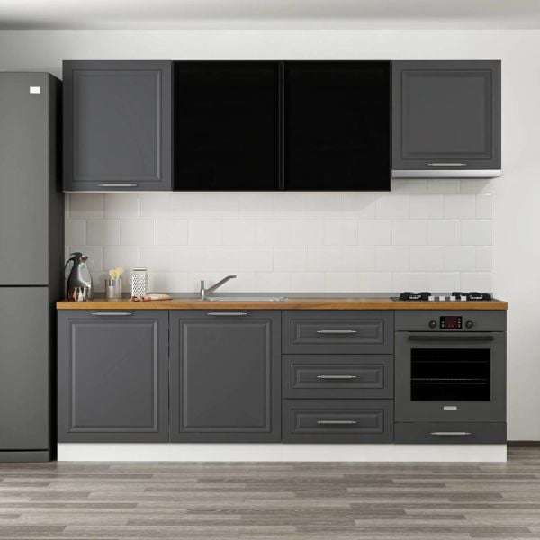 Minar 240 Cm Mbr C+Alm. Cam Mutfak Dolabı Byz Ant 240-Mcacba1