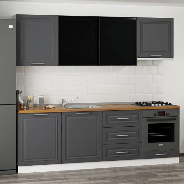 Minar 240 Cm Mbr C+Alm. Cam Mutfak Dolabı Byz Ant 240-Mcacba1