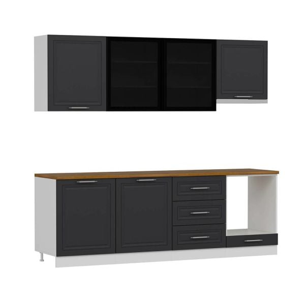 Minar 240 Cm Mbr C+Alm. Cam Mutfak Dolabı Byz Ant 240-Mcacba1