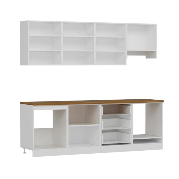 Minar 240 Cm Mbr C+Alm. Cam Mutfak Dolabı Byz Ant 240-Mcacba1