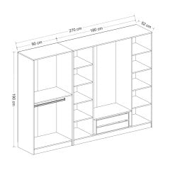 Minar Kale Country 6 Kapak 2 Çekmece Zincir Dolap - Beyaz