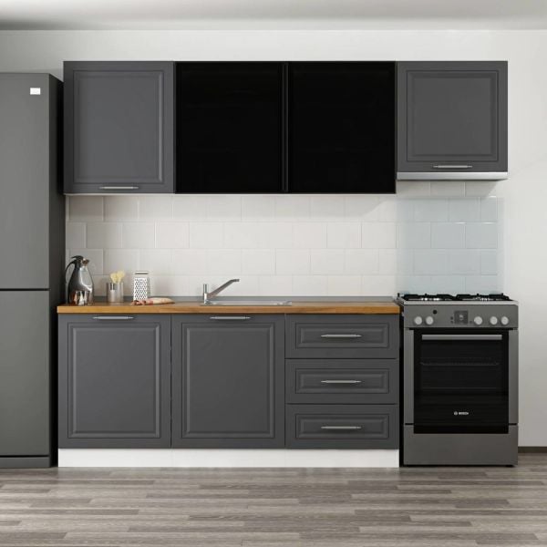 Minar 240 Cm Mbr C+Alm. Cam Mutfak Dolabı Byz Ant 240-Mcacba2