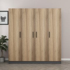 Minar Kale 4 Kapaklı 2 Çekmeceli Dolap Antrasit Dore 210CM