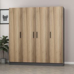 Minar Kale 4 Kapaklı 2 Çekmeceli Dolap Antrasit Dore 210CM