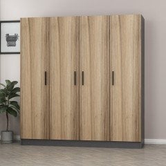 Minar Kale 4 Kapaklı 2 Çekmeceli Dolap Antrasit Dore