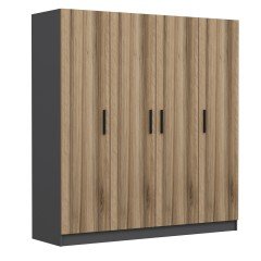 Minar Kale 4 Kapaklı 2 Çekmeceli Dolap Antrasit Dore