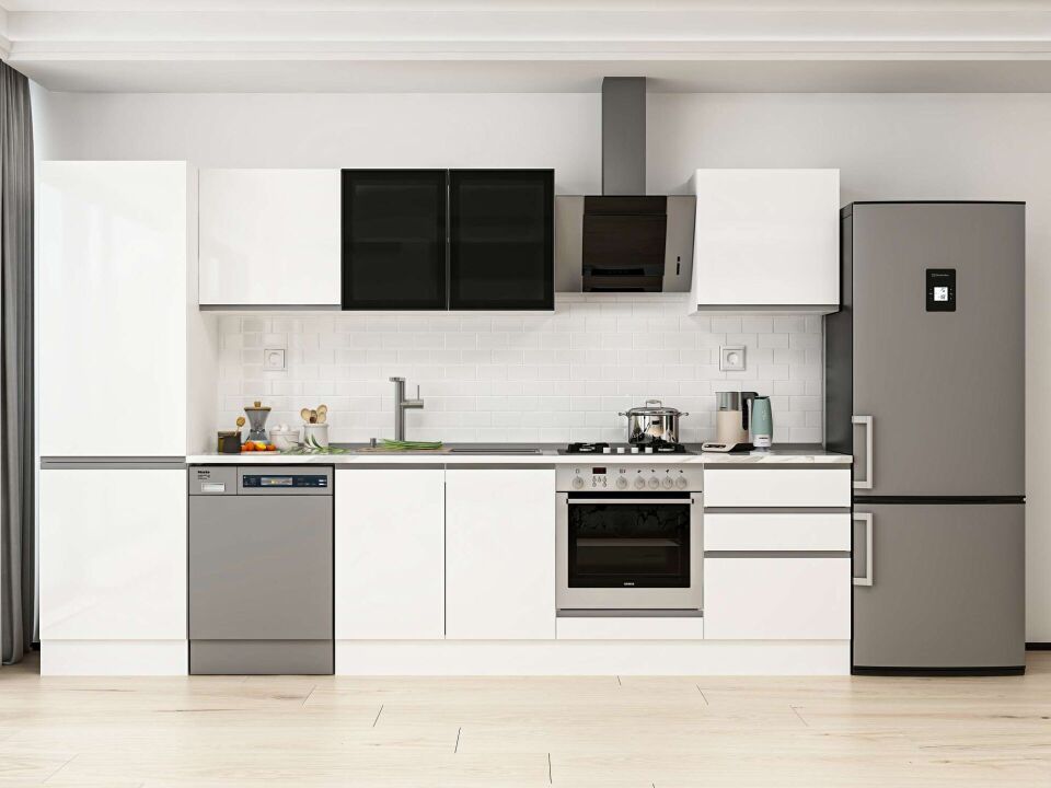 Alvinka 320X210 Cm High Gloss Mutfak Dolabı Mb-E80B60S60-3 High Gloss | Beyaz - Mdf