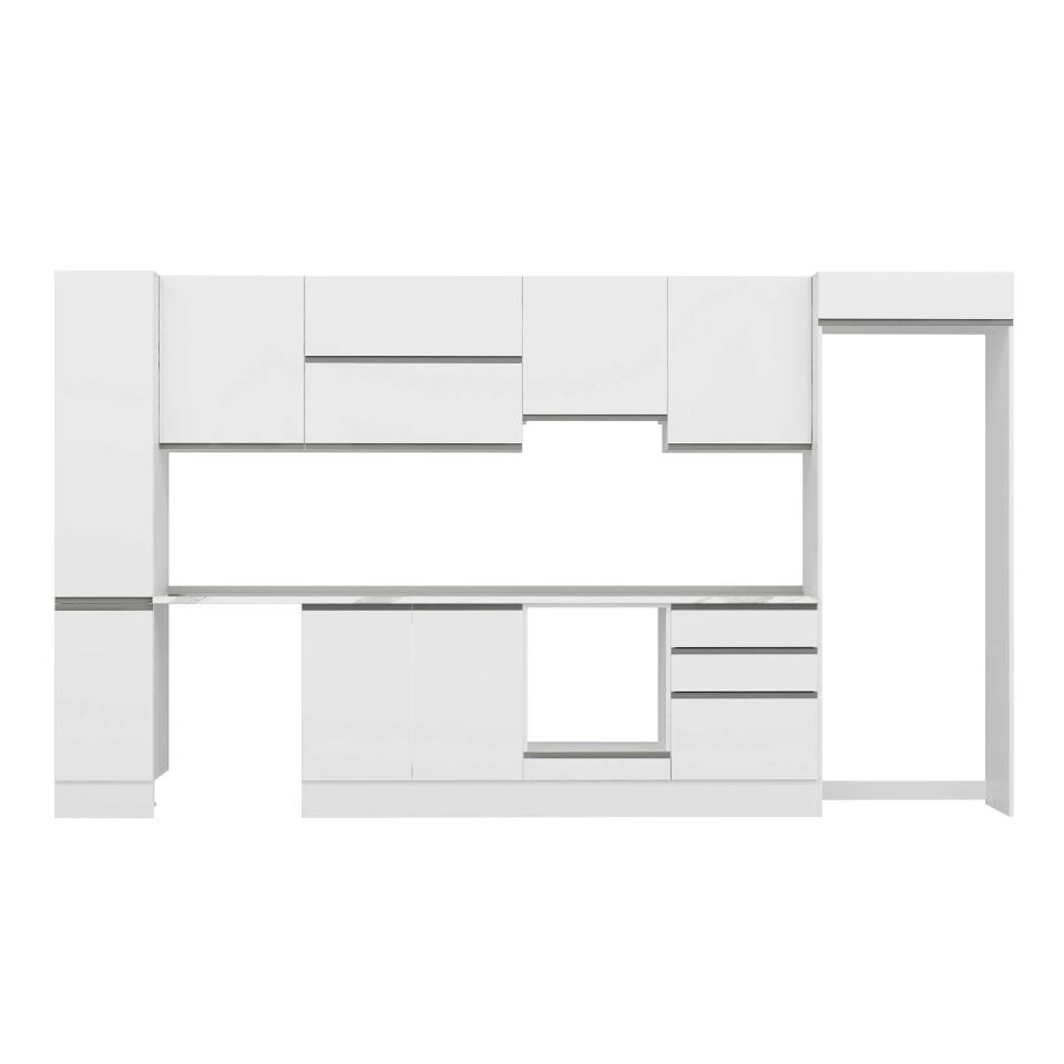 Alvinka 390X222 Cm High Gloss Mutfak Dolabı Mbb-E90B40S60-1 High Gloss | Beyaz - Mdf