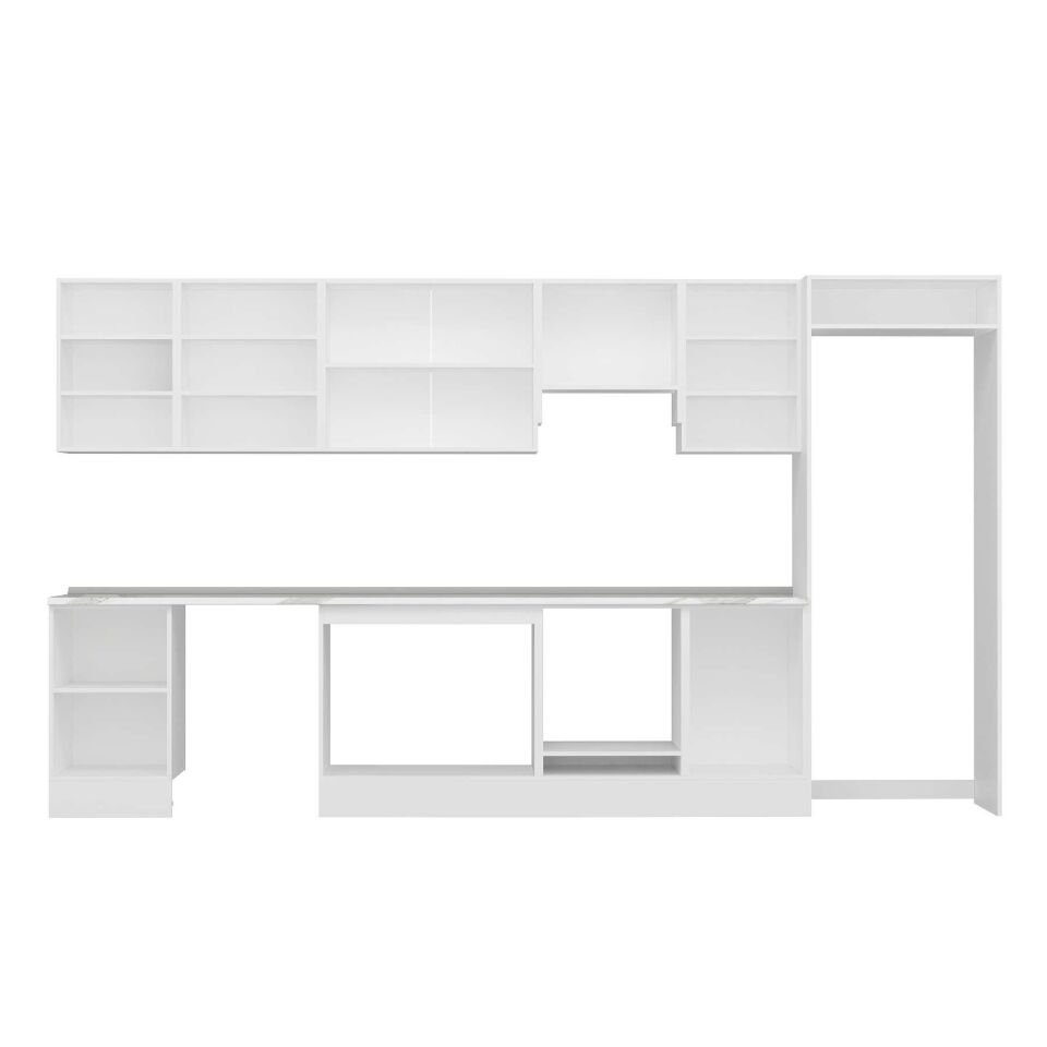 Alvinka 380X222 Cm Klasik Mebran Mutfak Dolabı Mb-E80S50S50-1 Mebran | Kumtaşı - Mdf