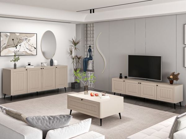Minar Kale İlkbahar Set2 Tv + Orta Sehpa + Aynalı Konsol