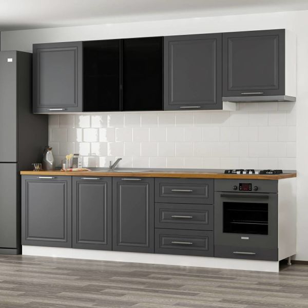 Minar 270 Cm Mbr C+Alm. Cam Mutfak Dolabı Byz Ant 270-Mcacba1