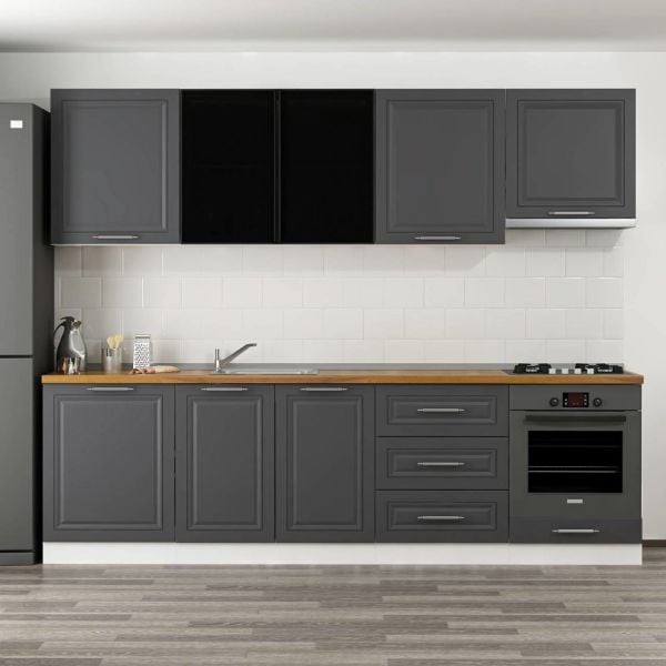 Minar 270 Cm Mbr C+Alm. Cam Mutfak Dolabı Byz Ant 270-Mcacba1