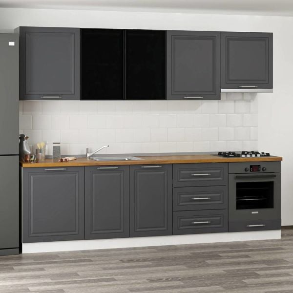 Minar 270 Cm Mbr C+Alm. Cam Mutfak Dolabı Byz Ant 270-Mcacba1