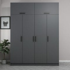 Minar Kale 4 Kapaklı 2 Çekmeceli Dolap Ve Yüklük Antrasit