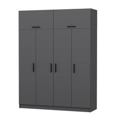 Minar Kale 4 Kapaklı 2 Çekmeceli Dolap Ve Yüklük Antrasit