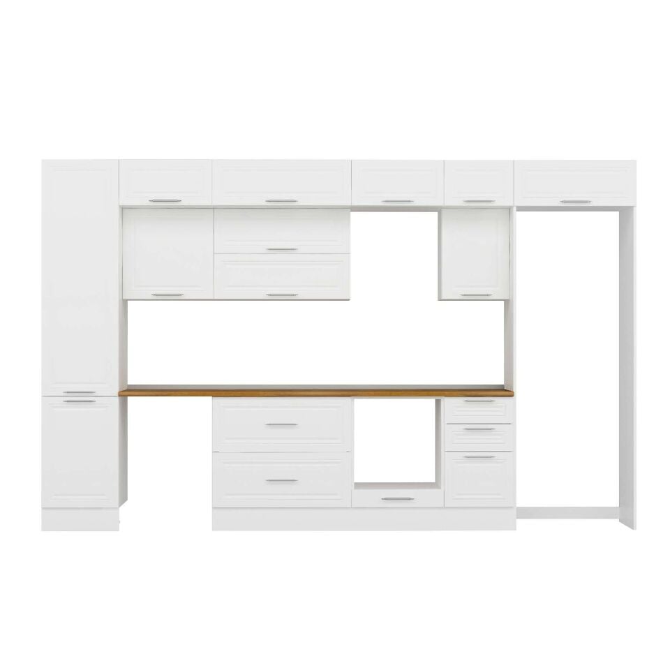 Alvinka 385X240 Cm Klasik Mebran Mutfak Dolabı Mbb-E90B50S45-2 Mebran | Beyaz - Mdf