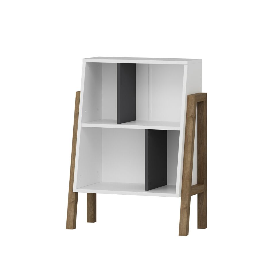 Venaro Küçük Kitaplık-Beyaz-Rahle-Buz Gri