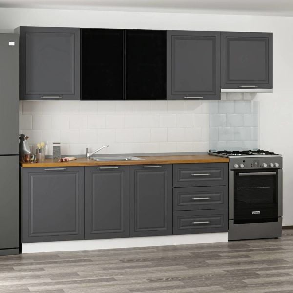 Minar 270 Cm Mbr C+Alm. Cam Mutfak Dolabı Byz Ant 270-Mcacba2