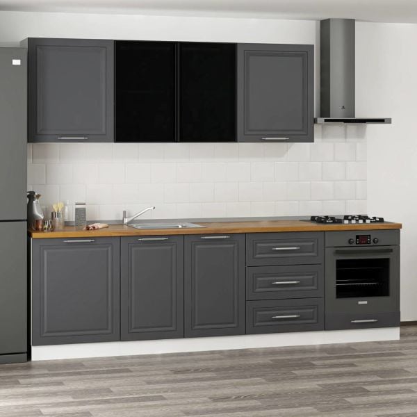 Minar 270 Cm Mbr C+Alm. Cam Mutfak Dolabı Byz Ant 270-Mcacba3