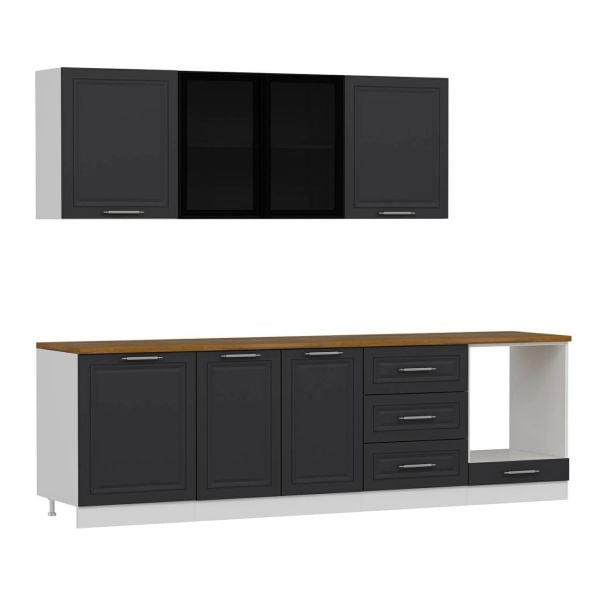 Minar 270 Cm Mbr C+Alm. Cam Mutfak Dolabı Byz Ant 270-Mcacba3