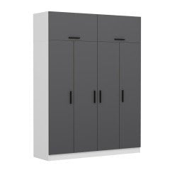 Minar Kale 4 Kapaklı 2 Çekmeceli Dolap Ve Yüklük Beyaz Antrasit