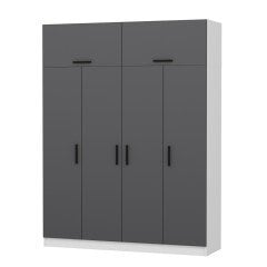 Minar Kale 4 Kapaklı 2 Çekmeceli Dolap Ve Yüklük Beyaz Antrasit