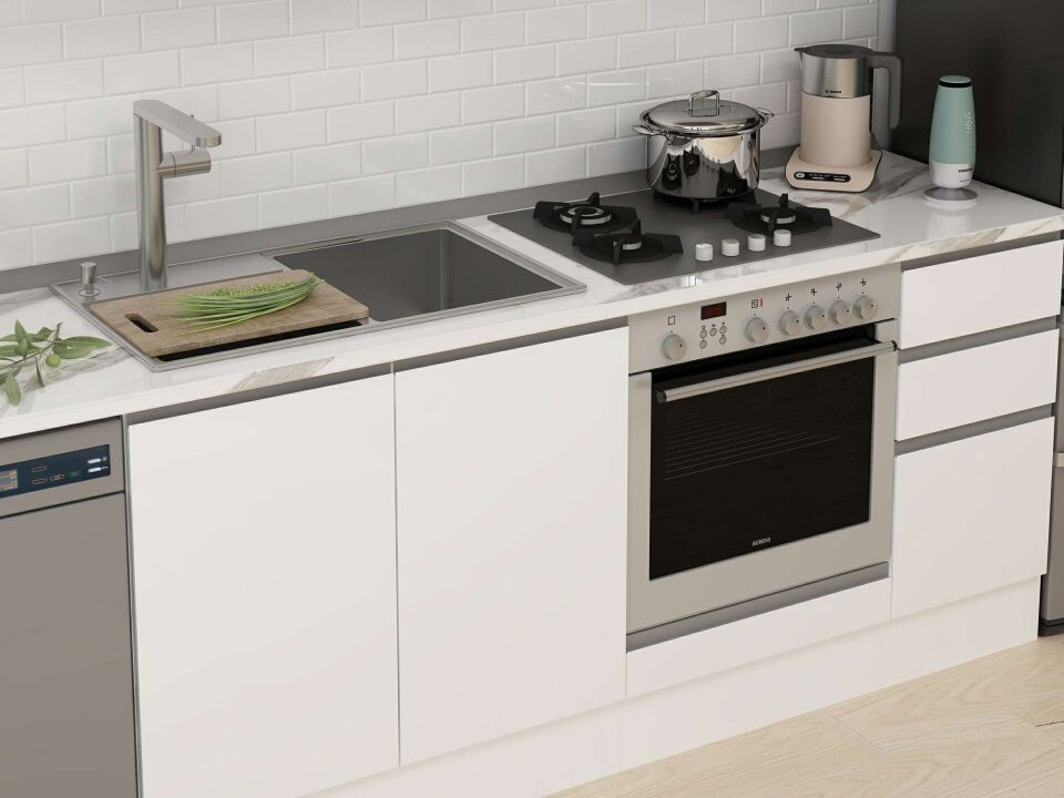 Alvinka 290X210 Cm High Gloss Mutfak Dolabı M-E90S40S40-1 High Gloss | Beyaz - Mdf