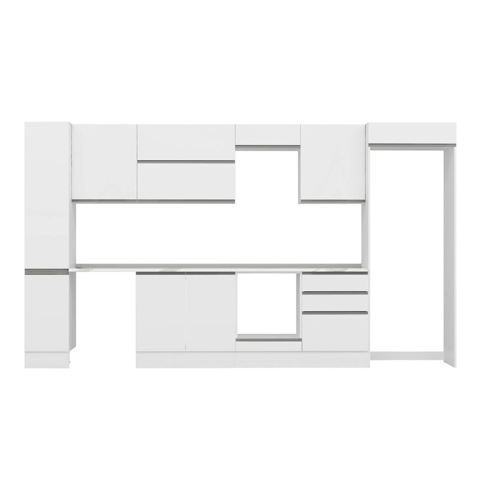 Alvinka 390X222 Cm High Gloss Mutfak Dolabı Mbb-E90B40S60-2 High Gloss | Beyaz - Mdf