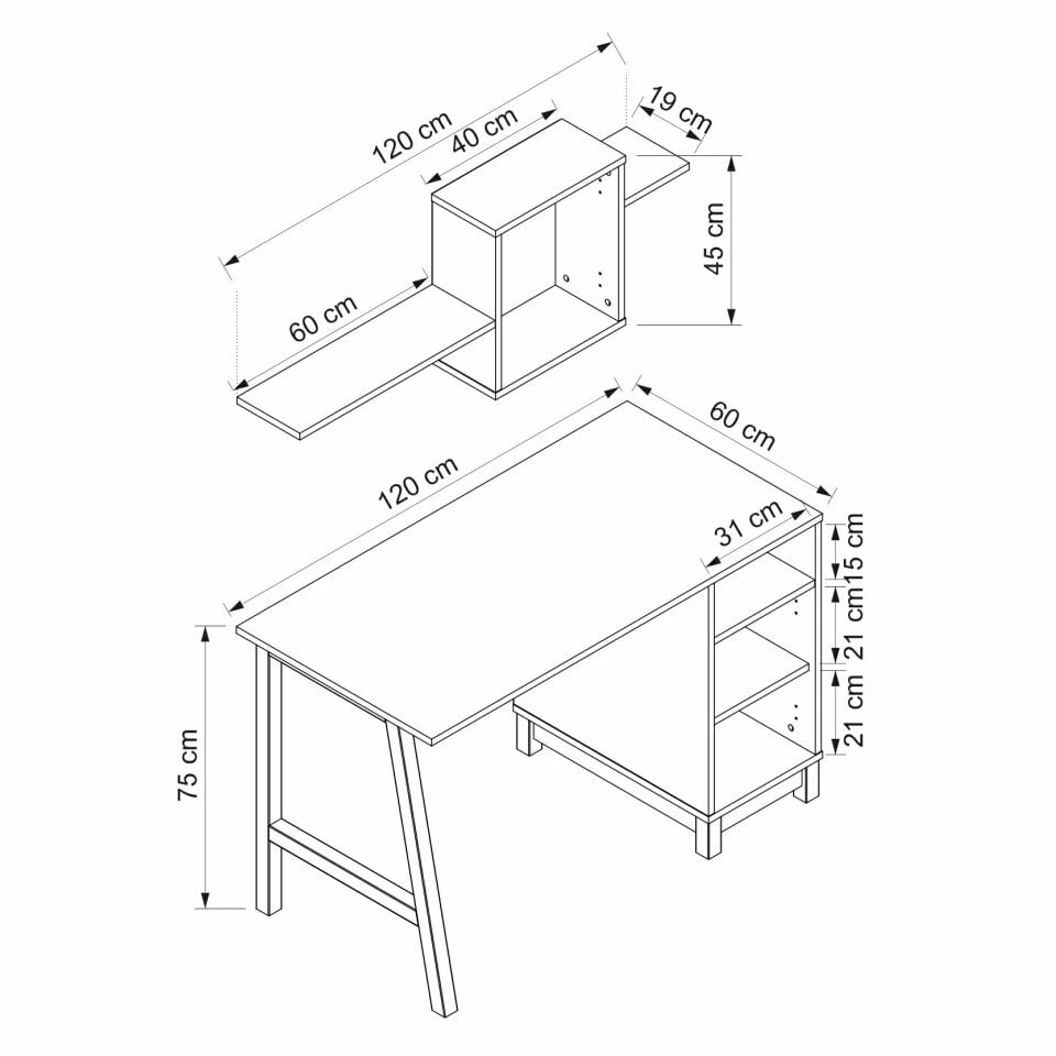Venaro Set 2 (Masa+Küçük Kitaplık)