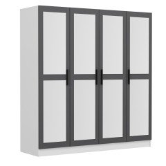 Minar Kale 4 Kapaklı 4 Aynalı 2 Çekmeceli Dolap Beyaz Antrasit