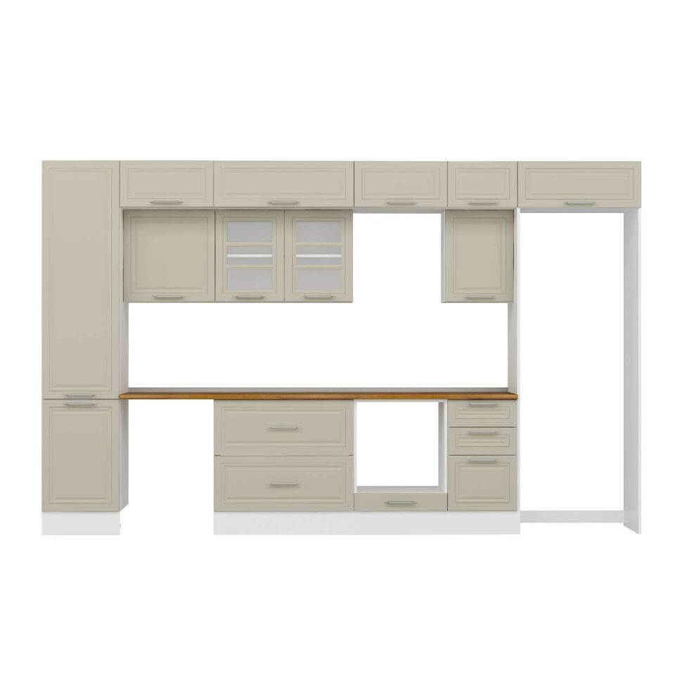 Alvinka 385X240 Cm Klasik Mebran Mutfak Dolabı Mbb-E90B50S45-3 Mebran | Kumtaşı - Suntalam