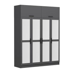 Minar Kale 4 Kapaklı 4 Aynalı 2 Ç Dolap Ve Yüklük Antrasit 255CM