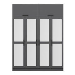 Minar Kale 4 Kapaklı 4 Aynalı 2 Ç Dolap Ve Yüklük Antrasit 255CM