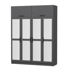 Minar Kale 4 Kapaklı 4 Aynalı 2 Ç Dolap Ve Yüklük Antrasit 255CM