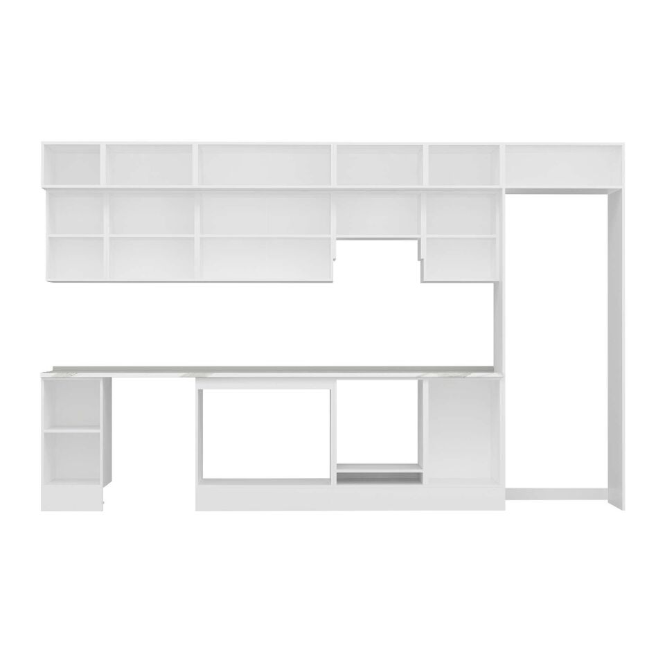 Alvinka 370X240 Cm Klasik Mebran Mutfak Dolabı Mb-E80S40S50-1 Mebran | Kumtaşı - Mdf