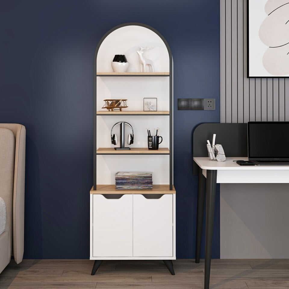 Olirya Kitaplık - Beyaz-Derin Sepet