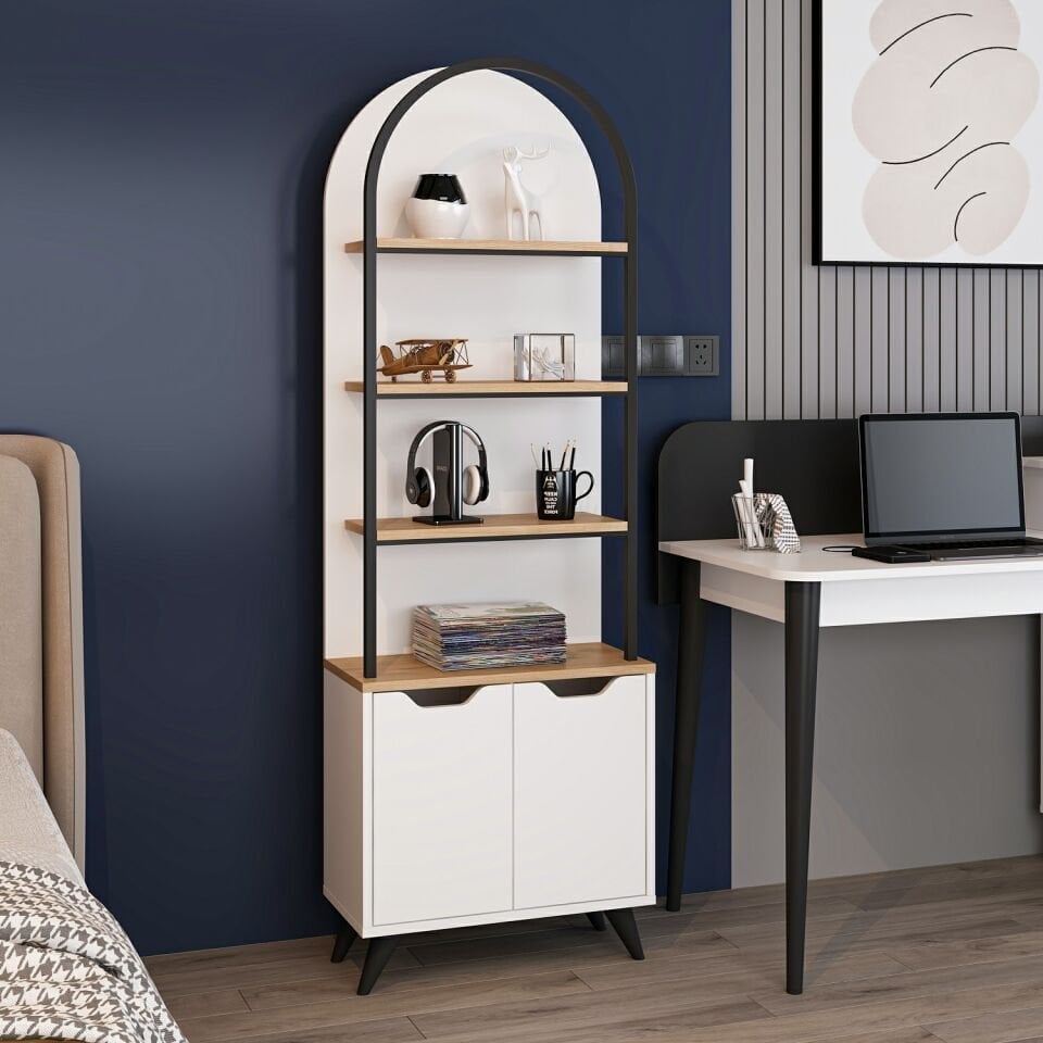 Olirya Kitaplık - Beyaz-Derin Sepet