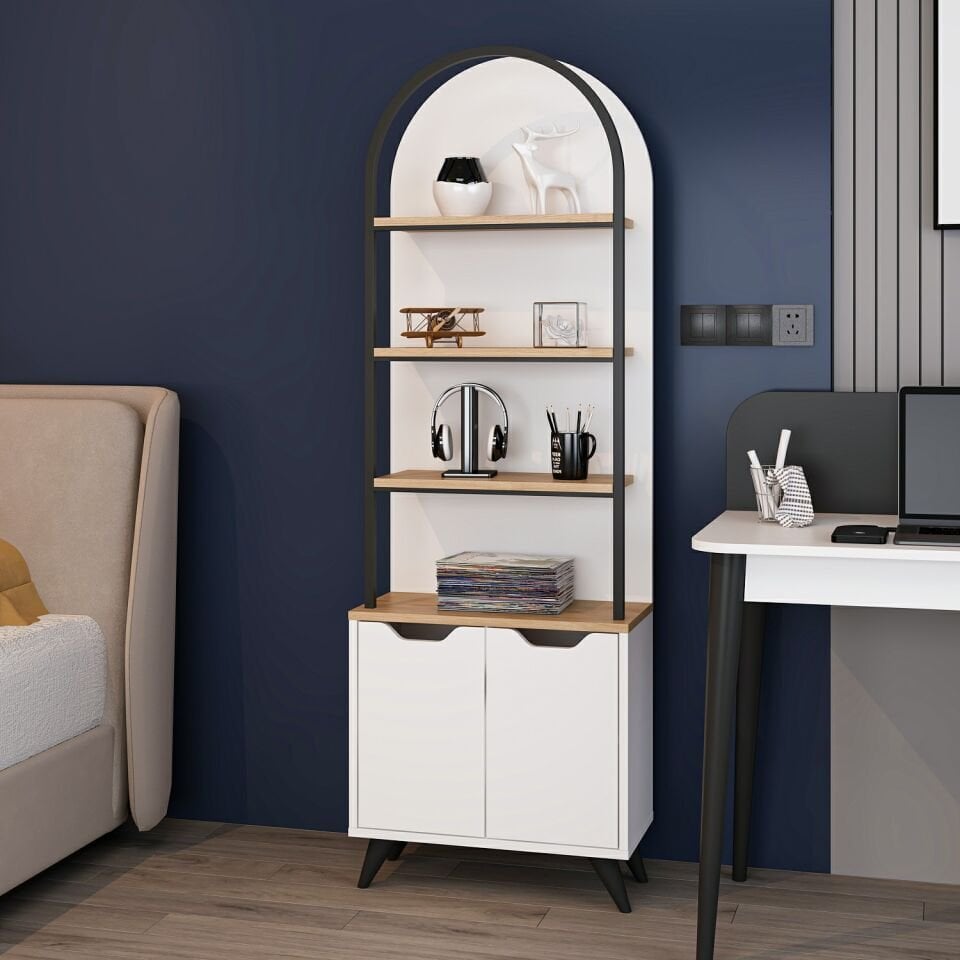 Olirya Kitaplık - Beyaz-Derin Sepet