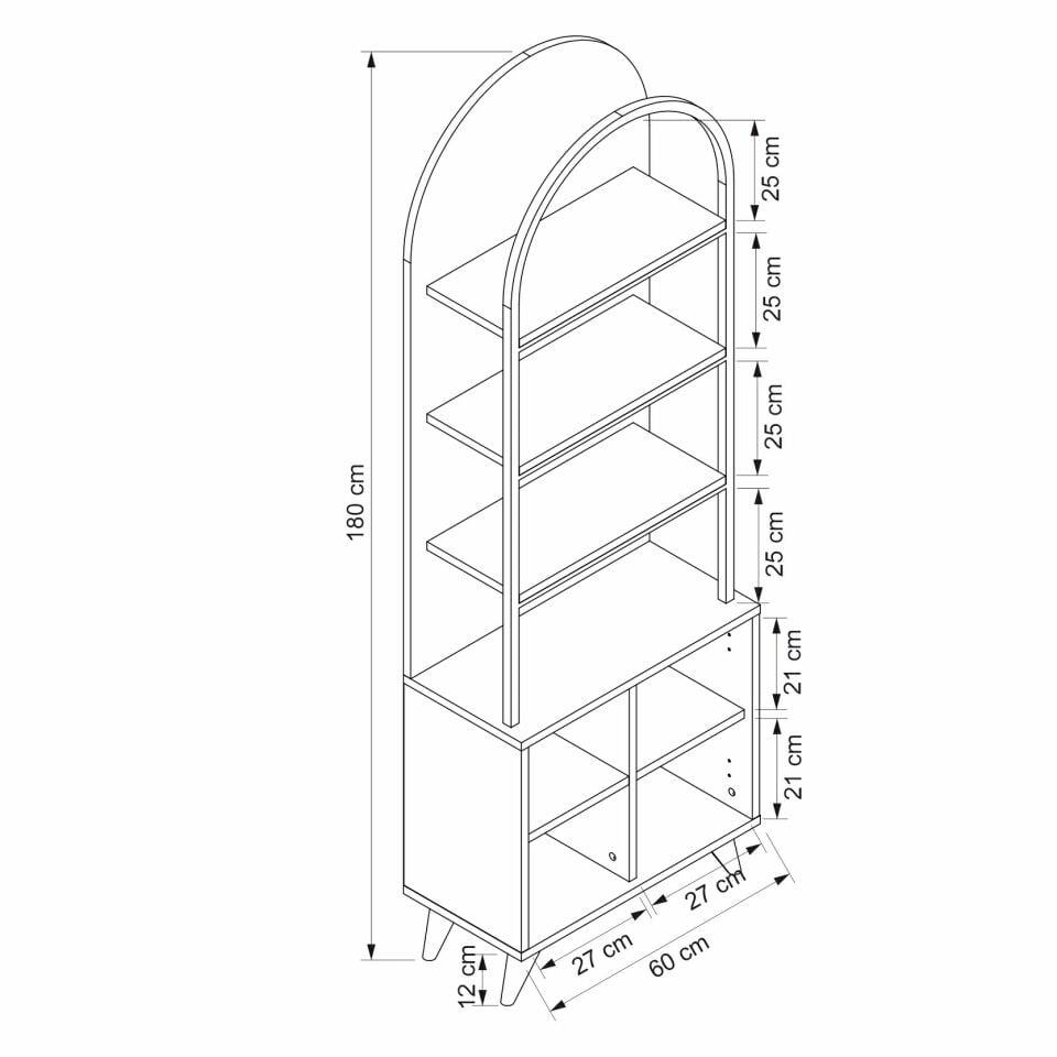 Olirya Kitaplık - Beyaz-Derin Sepet