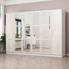 Minar Kale Country 6 Kapak Aynalı 2 Ç Zincir Dolap - E.Beyaz