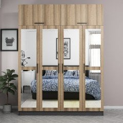 Minar Kale 4 Kapaklı 4 Aynalı 2 Ç Dolap ve Yüklük Antrasit Dore 255CM